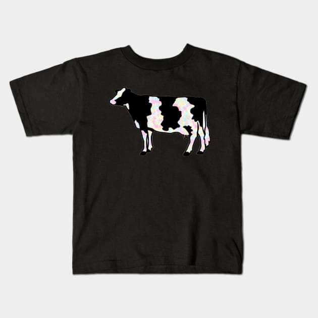 Rainbow Tie Dye Dairy Cow Silhouette  - NOT FOR RESALE WITHOUT PERMISSION Kids T-Shirt by l-oh